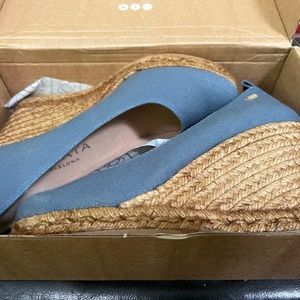New Viscata Barcelona Marquesa Jean Wedge Canvas Espadrille 8.5/39